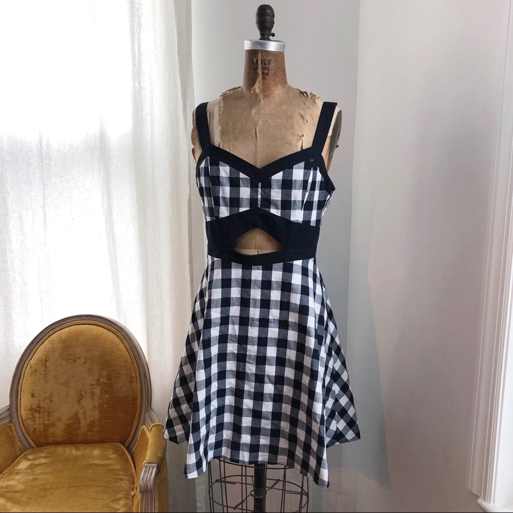 Black & White Gingham Buffalo Check Sun Dress